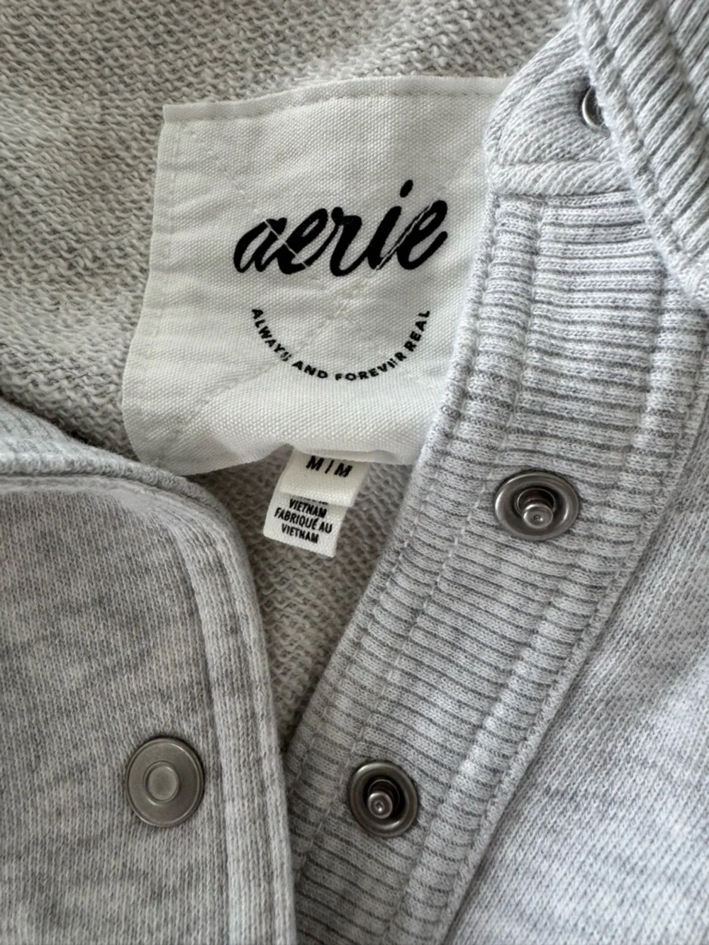 aerie Light Gray Snap-Front Pullover - Picture 4 of 4